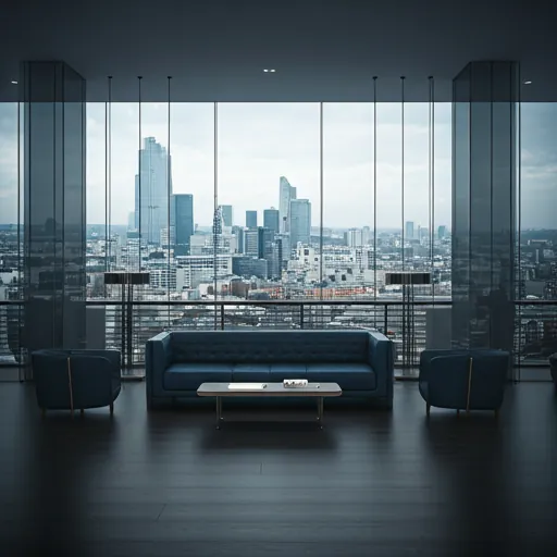 Corporate executive lounge in London skyscraper