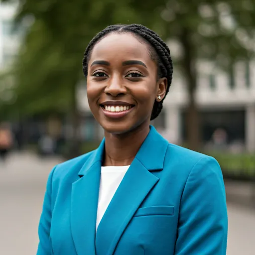Portrait of confident young African woman in London