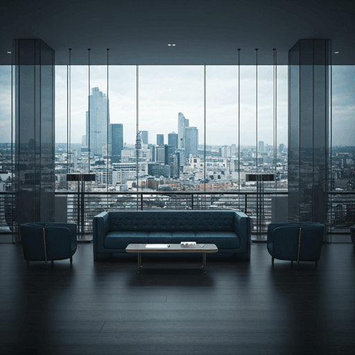 Corporate executive lounge in London skyscraper
